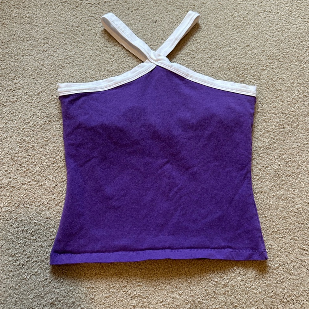 Y2K Moda International High Neck Crop Top Elevated Basic Purple Halter Tennis